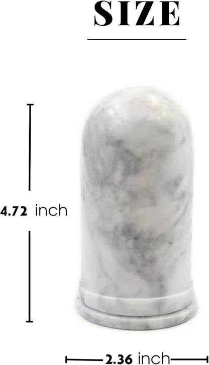 Terramason Marble Qtip Holder with Lid for Cotton Swabs, Balls, Pads, Floss Picks, Bathroom Vanity Organizer Storage Container Decor