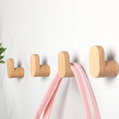 Wood Wall Hooks, 2 Pack Modern Minimalist Wood Hooks Wall Mounted, Natural Wooden Wall Coat Hook Rack, Wooden pegs for Hanging Hat, Towel, Robe, Bag