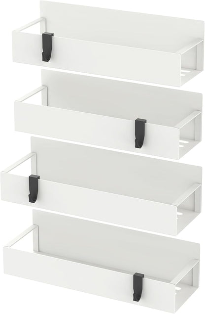 4 Pack Magnetic Spice Storage Rack Organizer for Refrigerator and Oven, Cream White Fridge Organizers and Storage