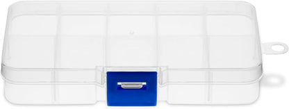 Juvale 12-Pack Mini Tackle Box Organizer - Clear Plastic, 5 x 2.6 x 0.8 In - Customizable Dividers for Screw & Bead Storage - Craft & Earring Storage Containers