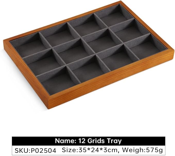 Yinbeini Wood Jewelry Organizer, Grey Jewelry Organizer, Premium Jewelry Tray For Watch, Bangle