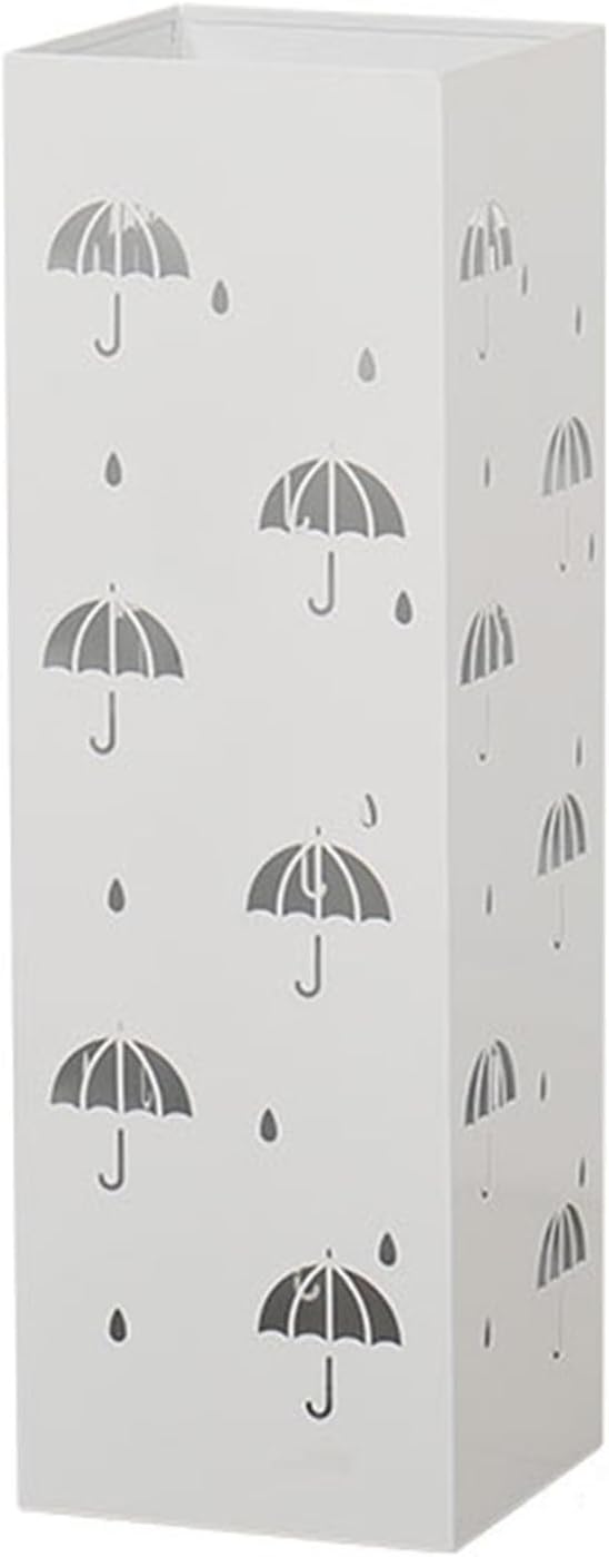 Commercial Metal Umbrella Holder Corridor Entrance Metal Large Capacity Umbrella Storage Shelf Indoor Large-Capacity Square Umbrella Stand Rack Metal Umbrella Stand for Entryway(White)
