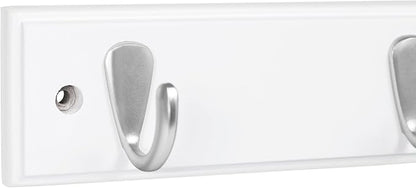 BIRDROCK HOME Modern 3 Hook Coat Rack | Wall Mounted Key Cap & Hat Rack | White Finish | Satin Nickel Hooks