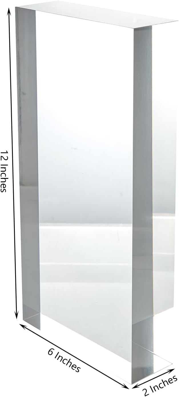 CiaoHER 2in Thickness Solid Acrylic Cube Display Block Clear Polished Pedestal Stand Riser Solid Base 2" x 6" x 12", 1 Pack
