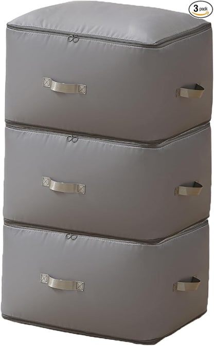 3 PCS Ultra Space Saving Self Compression Organizer, 2025 NEW Comforter Storage Bags, Heavy Duty Moving Bags, Washable Compression Bags for Storage Comforter Blanket, Clothes,Closet, Bedding
