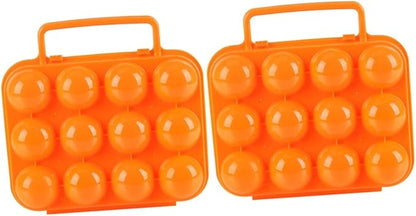 GLEAVI 2pcs Portable Folding Handle Carrier Holder for Eggs Storage Box for Kitchen and Outdoor Use Orange for Camping and Picnics