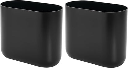 iDesign Small Slim Plastic Bathroom Trash Can, Garbage Can for Bedroom, Office, Desk, Dorm, 2-Pack, Black