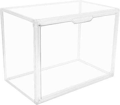 GUDEMAY Clear Stackable Plastic Storage Bins with Magnetic Lid, Dustproof Book & Cosmetic Display Cases, Large Figures Collectibles Showcase, Shoe Box, Protection Organizer (L, Count, 1)