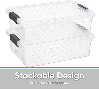 Superio Storage Bins with Lids, Clear Plastic Containers for Organizing, Stackable Totes, BPA Free, Odor Free, Organizer Boxes for Home, and Dorm (6 Pack, 22.75 Qt)