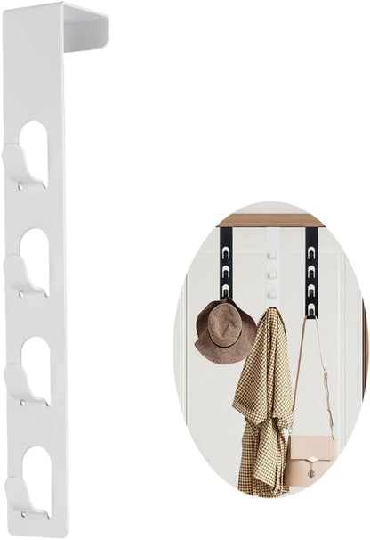 JAMEND CLXP 4 Layers Metal Hats Hanger, 1 PCS Strong Vertical White Coat Hook, Over Door Rack for Hanging Bags Jams Scarf Keys and More.
