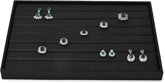 Ring Display Tray Black Jewelry Organizer Tray PU Leather Ring Earrings Display Organizer Tray