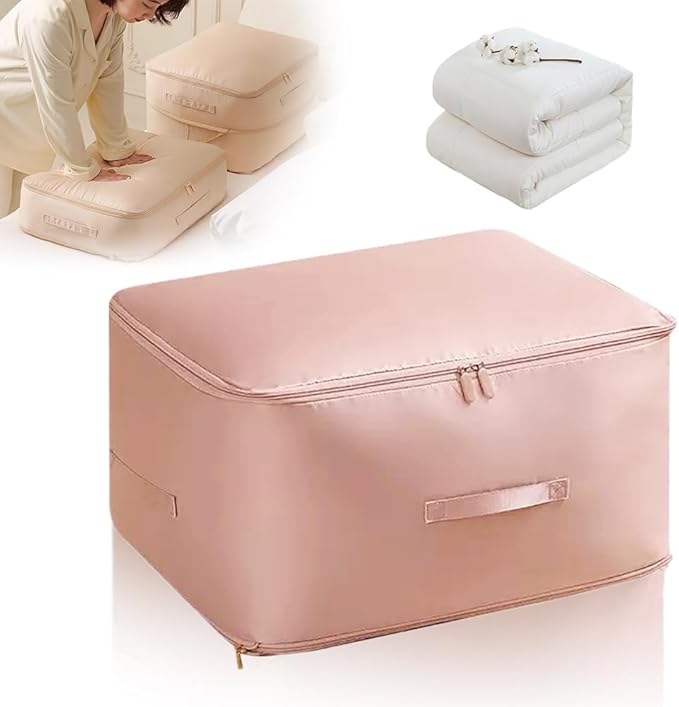 Generic Storage Organizer, 2024 New Ultra Space Saving Self Compression Organizer, Dustproof and Moisture-proof Compression Storage Bag for Comforters, Clothes, Blankets (Bean Paste Pink, X-Large)