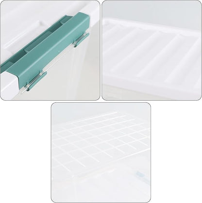 Melontray 35 Quart Latch Storage Box, 6-Pack Clear Plastic Storage Bins with Latching Lids