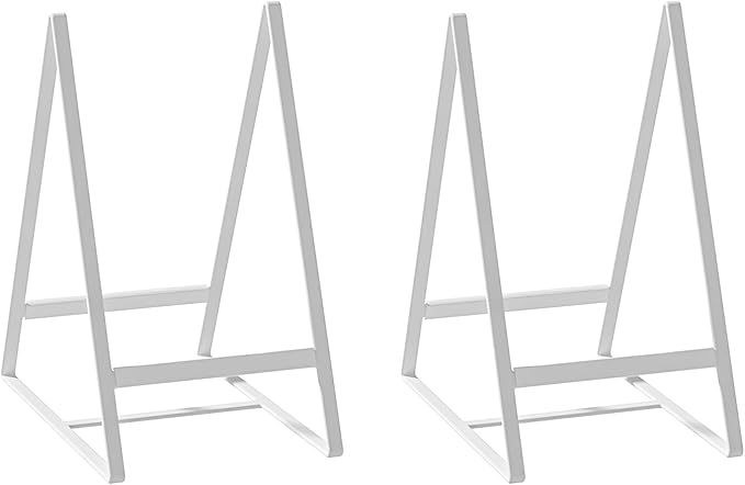 Hikinlichi 2 Pack Triangle Plate Holders Organizers Large Upright Cabinet Dish Drying Racks Metal Plate Dish Organizers Racks Stands for Countertop and Cupboard White