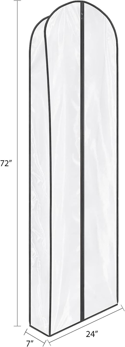 Zilink Breathable Dress Bags for Gowns Long 72” Wedding Dress Storage Bags Silky Dress Bags for Closet Storage with 7" Gussted Wrinkle Free for Long Evening Dresses Puffy Dress Storage, Set of 2
