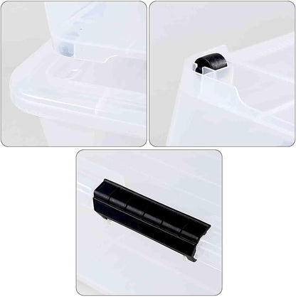 Bringer Set of 3 Large Under Bed Plastic Storage Bins with Lids, 50 L Clear Plastic Latch Storage Box with Wheels