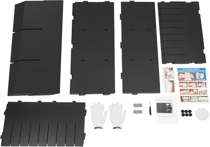 27 Slot Literature Organizer, Vertical Desktop File Sorter Mail Center with Thickened PVC Board, Vertical Paper Storage Cabinet for Classroom, Home & Office (27 Slots Black)