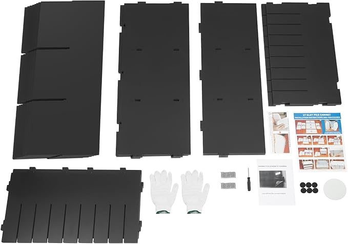 Literature Organizers, 27 Compartments Office Mailbox with Adjustable Shelves, 9 Layer Mail Organizer for Home School Offices, Wood Literature Sorter 32x12x22 for Office(Black, 27 Slots)