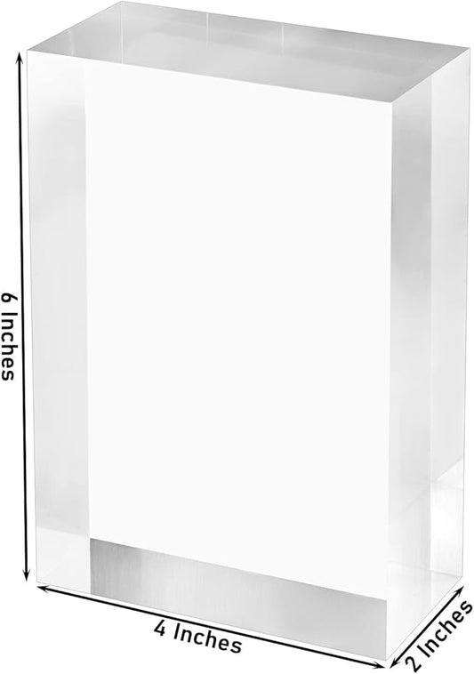 CiaoHER 2in Thickness Solid Acrylic Cube Display Block Clear Polished Pedestal Stand Riser Solid Base 2" x 4" x 6", 1 Pack