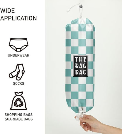 Plastic Bag Organizer, Blue And White Checkerboard Style Plastic Bag Storage,for Home Kitchen Travelling Camping Decor, use 1 Pack,Blue And White Checkerboard Pattern