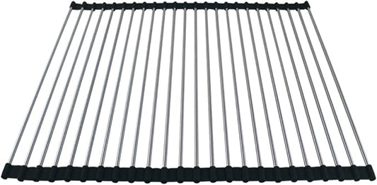 Ahyuan Roll up Dish Drying Rack Over The Sink Kitchen Roll up Sink Drying Rack Portable Dish Drainer Foldable Dish Drying Rack (Black, 17.8''X15.8'')