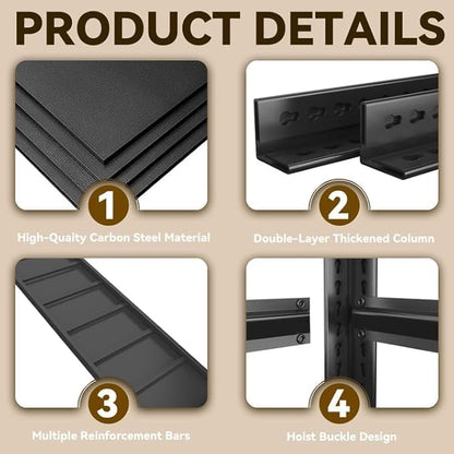 Over Washer and Dryer Shelves, Laundry Room Shelves Adjustable Metal Heavy Duty Freestanding Storage Shelves, Washing Machine Rack for Organization and Storage, Black (Black, 63''H*31.5''W*15.75''D)