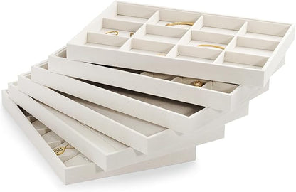 Oirlv Stackable 12 Girds Jewelry Trays Jewelry Storage Tray Showcase Display Organizer(13.8" X 1.4"X 9.4")