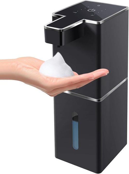 JEMISUN Automatic Foaming Soap Dispenser Touchless 380ml/12.8oz Rechargeable Hand Soap Dispenser Wall Mounted 4 Levels Adjustable Foam Soap Pump for Bathroom Kitchen Dish Soap
