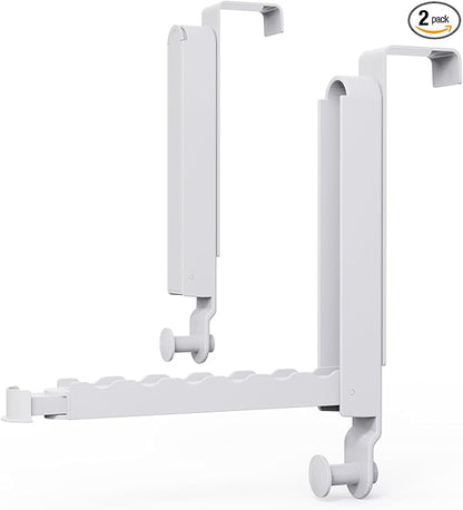 Majewel 2 Pack Adjustable Over The Door Drying Rack for Laundry, Foldable Drying Rack for Clothes, Bags, Towels, Bathroom, White