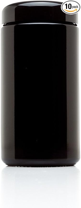 Infinity Jars Classic UV Glass Jar 400ml (13.53 fl oz) Airtight Black Screw-Top Container for Coffee, Tea, Spices, Dried Goods, Kitchen Storage Jar 10-Pack