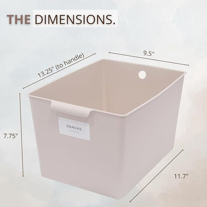 Kitchen Pantry Organizers and Storage Bins, 6-Pack Beige Storage Bins with Pantry Labels, a Complete System, The Simple Solution For Pantry and Kitchen Organization.