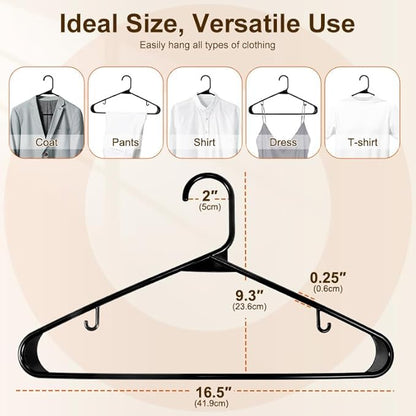HOUSE DAY Black Plastic Hangers 60 Pack & Medium Mesh Laundry Bags 3 Pack - Space-Saving & Non-Slip Clothes Hangers with Hooks + Delicates Wash Bags Pefect for Closet Storage and Organization