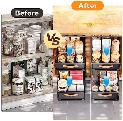 Pull out Cabinet Organizer Fixed with Adhesive Nano Film,Heavy Duty Slide out Pantry Shelves Drawer Storage,Sliding Mesh Cabinet Basket with Handle for Kitchen, Bathroom,Home, 11.8"W X15.7"D X6.2"H