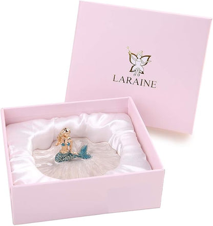 Jewelry Tray Ring Display Holder Mermaid Trinket Dish Home Decorative Plate For Earrings Necklace Bracelet Organizer Display (Blue)