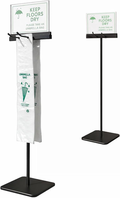 Umbrella Holder Stand For Entryway With Free 200 Disposable Large Plastic Umbrella Bags Wet Umbrella Bags Locking & Interchangeable Display Stand For Printed Cards/Sheets, Floor Protection