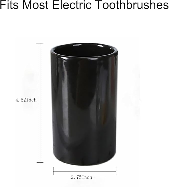 AHUDKKY Black Ceramic Toothbrush Holders, Electric Toothbrush Holder for Toothbrushes and Toothpaste,Elegant Bathroom Toothbrush Cup(300ml)