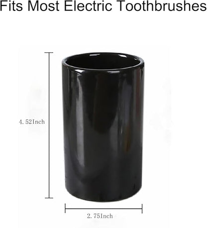 AHUDKKY Black Ceramic Toothbrush Holders, Electric Toothbrush Holder for Toothbrushes and Toothpaste,Elegant Bathroom Toothbrush Cup(300ml)