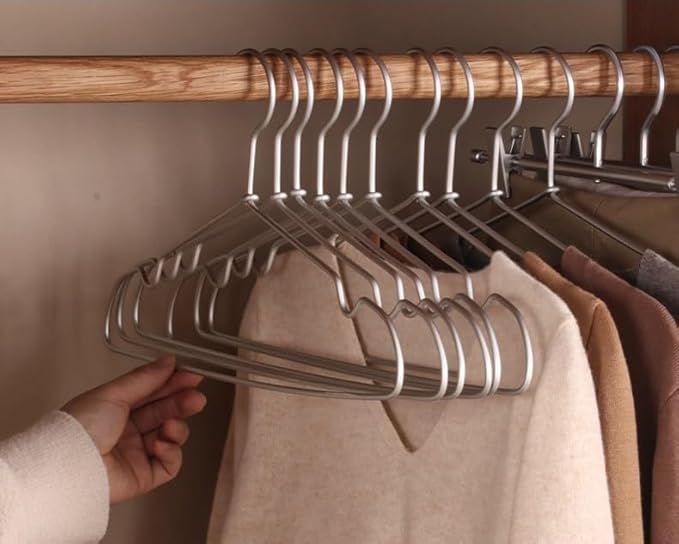 Premium Matte Silvery Aluminum Coat Hangers 20 Pack, 16.2” Extra Smooth & Durable Metal Shirt Dress Hanger,Aluminum Alloy Hanger,Clothing Support,Clothing Hang