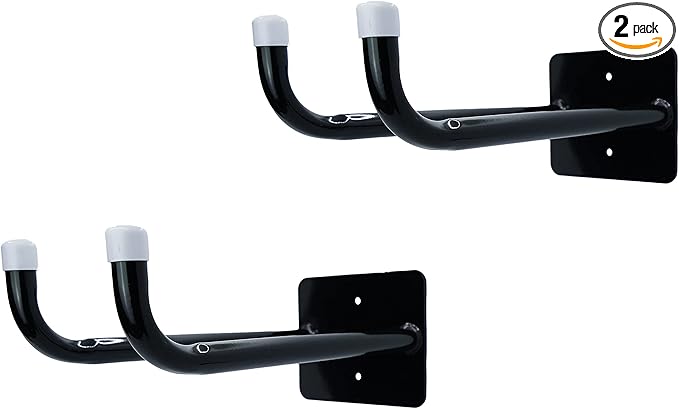 Shepherd Hardware 8095E Heavy Duty Steel 10-Inch Garage Storage Utility Double Hooks, 2 Pack, Black
