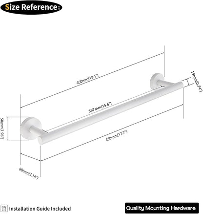 GERZWY 18-Inch Bathroom Towel Bar SUS 304 Stainless Steel Bath Towel Bar Wall Mount, White
