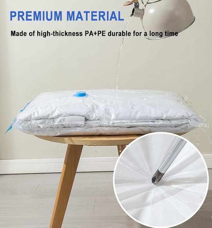 10 Pack Vacuum Storage Bags with Hand Pump, 1 Jumbo + 3 Large + 3 Medium + 3 Small Plastic Packaging Bags, 80% Space Saver Sealer Compression Bags for Clothing, Travel Lugggage, Blankets, Comforters