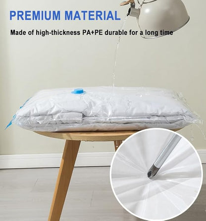 10 Pack Vacuum Storage Bags with Hand Pump, 1 Jumbo + 3 Large + 3 Medium + 3 Small Plastic Packaging Bags, 80% Space Saver Sealer Compression Bags for Clothing, Travel Lugggage, Blankets, Comforters