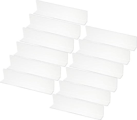 PATIKIL 12 Pack Shelf Dividers for Closet Organization, 11x1.18x2.4 Acrylic Closets Separator Kitchen Cabinet Shelves Under Bed Blocker for Bedroom Kitchen Office, Clear