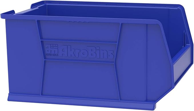 Akro-Mils 30289 Super-Size AkroBins Plastic Storage Bins, Space-Saving Stackable Bins for Garage, Classroom, Warehouse Organization, 24-Inch L x 18-Inch W x 12-Inch H, Blue, 1-Pack