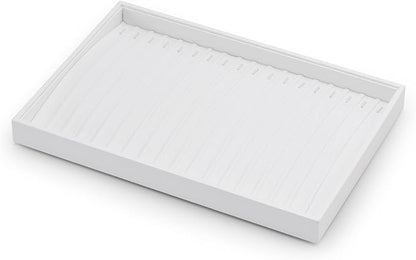 White PU Leather Jewelry Display Tray for Long Chain Pendant Necklace Organizer Display Showcase Jewelry Storage Tray