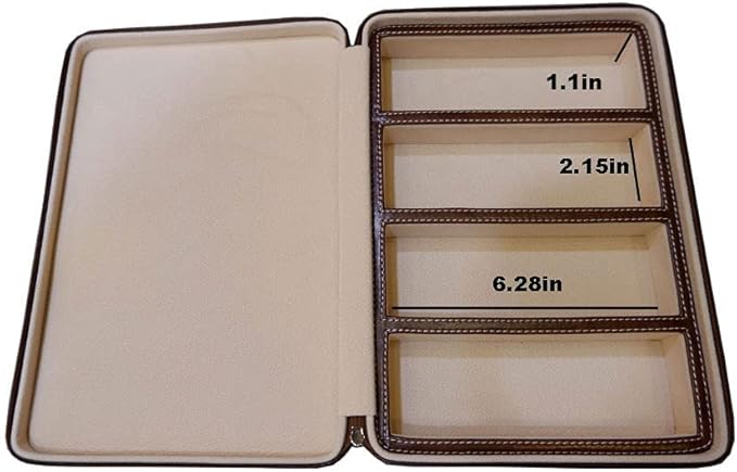 Beaufort 4 Slots PU Leather Eyeglasses Storage Box Sunglasses Box Jewelry Display Case Watch Box for Women Men(4GL-Coffee brown)