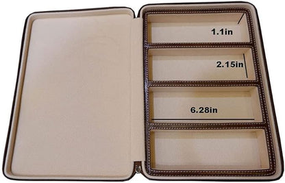 Beaufort 4 Slots PU Leather Eyeglasses Storage Box Sunglasses Box Jewelry Display Case Watch Box for Women Men(4GL-Coffee brown)