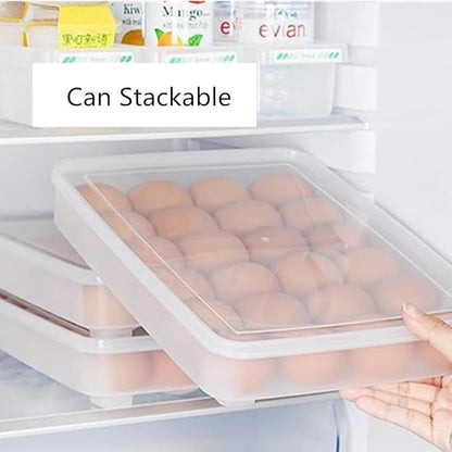 Jilukibo Egg Holder for Refrigerator with Lid, 24 Count Egg Tray Carrier Storage Box for Fridge, Stackable Clear Plastic Egg Container Dispenser Box to Keep Fresh (2 Pack)