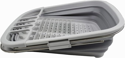 SAMMART 8L (2.11Gallons) Expandable Collapsible Dish Drainer - Foldable Drying Rack - Portable Dinnerware Organizer - Space Saving Kitchen Storage Tray (Grey, 1)