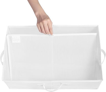 KEEGH Storage Bins for Closet Shelves Storage Basket for Shelves Waterproof Trapezoid Organizer Bin for Clothes with Handles, Beige, Set of 3